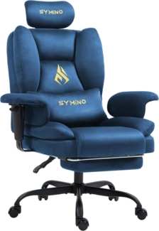Gaming Stuhl Bürostuhl Ergonomisch Wildlederimitat Höhenverstellbar Blau