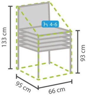 Gartenmöbel Schutzhülle Abdeckhaube für 4-6 Stapelsessel, 66x95x133cm