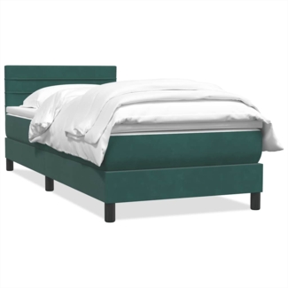 vidaXL Boxspringbett mit Matratze Dunkelgrün 80x210 cm Samt 3316284