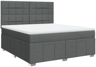 vidaXL Boxspringbett mit Matratze Dunkelgrau 180x200 cm Stoff 3291748
