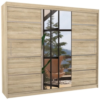 MOEBLO Schiebetürenschrank Dolsa 250 (mit Spiegel – Moderner Kleiderschrank mit viel Stauraum, Schlafzimmer Schrank mit viel Stauraum, Garderobenschrank, Raumwunder) (B×H×T): 250×215×58 cm