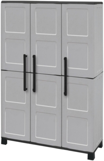 Dmora Aruro-Außengarderobe, Besenschrank, 3-türiger Außenschrank, 100 % Made in Italy, 102 x 37 x 169 cm, Hellgrau und Schwarz, kariertes Finish