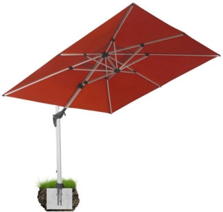 anndora-sonnenschirm Ampelschirm aus Aluminium Marktschirm mit Kurbelmechanik, LxB: 400,00x300,00 cm, mit Bodenanker, Winddach - 360° drehbar - witterungsbeständiger Stoff