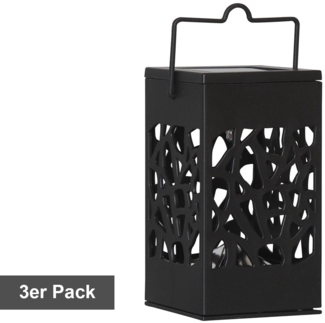 Star Trading Solardekoration Izola Mini, 3 Stück, Wegleuchten, Hängeleuchten, Schwarz, LED, Dämmerungssensor, Warmweiß, Außenbereich, 11 cm