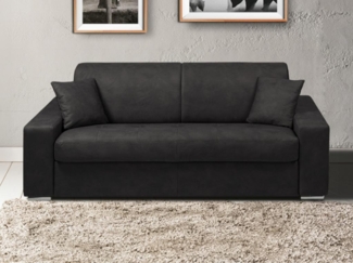 Schlafsofa 3-Sitzer Stoff EMIR - Anthrazit - Liegefläche: 140 cm - Matratzenhöhe: 18 cm