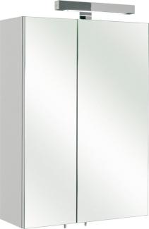 Saphir Spiegelschrank Quickset 311 Badschrank, 2 Spiegeltüren, 2 Einlegeböden, 50 cm breit inkl. LED-Beleuchtung, Schalter-/Steckdosenkombination