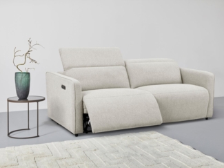 INOSIGN 2-Sitzer KYLLY, XXL (208 cm) elektrische Relax- und Liegefunktion in 2 Sitzen, Mega-Sofa, Kopfteilverstellung, USB A/ C, Federkern, Feinstruktur