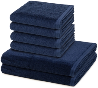 Vossen Vegan Life 6 tlg. Frottier-Set - 4 X Handtuch (50 X 100cm), 2 X Duschtuch (67 X 140cm) - 580 g/m2 - Marine