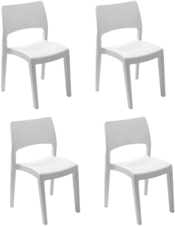 Dmora 4er-Set Gartenstühle Zircone, Gartensitz, Für drinnen und draußen, Stapelbar, Made in Italy, 50x51 h82 cm, Weiß