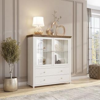 Highboard HOME 126x138 cm inkl. LED Beleuchtung Weiss Abisko