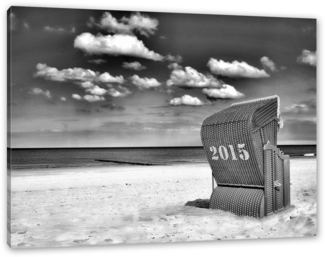 Pixxprint Leinwandbild Strandkorb an der Nordsee, Strandkorb an der Nordsee (1 St), Leinwandbild fertig bespannt, inkl. Zackenaufhänger