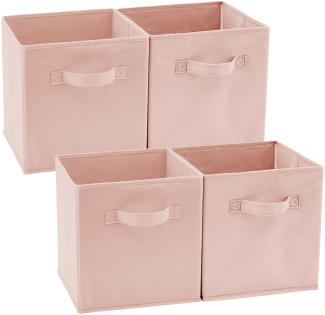 EZOWARE Aufbewahrungskörbe Faltbare Würfel-Aufbewahrungsboxen, 4er-Set, Faltbare Aufbewahrungsbox für Kleinkinder, Kinderzimmer, Zuhause, 26,7x26,7x28cm / Pale Dogwood Rosa