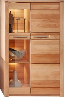 Lomadox Vitrine NEWTON-36 Front Kernbuche massiv, LED-Beleuchtung, B/H/T ca. 85/137/40 cm