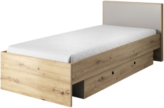 Einzelbett Kuki Kinderbett 90x200cm bernstein eiche platingrau