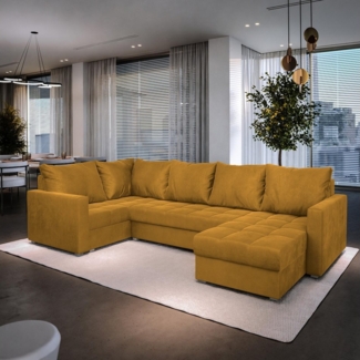 Masseno Ecksofa LORIVO mit Schlaffunktion U-Form, Sofa mit Bettkasten