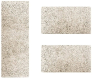 Floordirekt Hochflor-Bettumrandung Barcelona Creme, 3 Größen, Teppichläufer, ideal im Schlafzimmer, Höhe 22 mm, (3-tlg), Shaggy