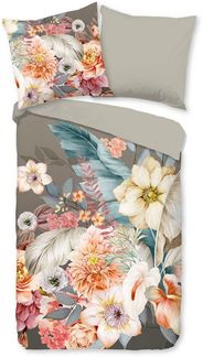 good morning Wendebettwäsche Rhode, Biber, Flanell, 2 teilig, Flanell, Biber, Winter, Warm, Reißverschluss, Wendeoptik, Blume