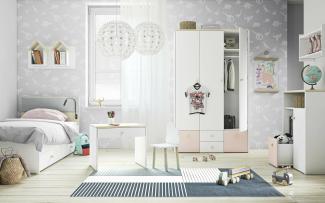 Stylefy Molli Kinderzimmer-Set III Weiß Buche Fjord Hellrosa