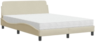 vidaXL Bett mit Matratze "Dover" Creme 140x190 cm Stoff 3208389