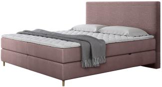 Boxspringbett Lorenka Cord, Rosa, 180 x 200 cm