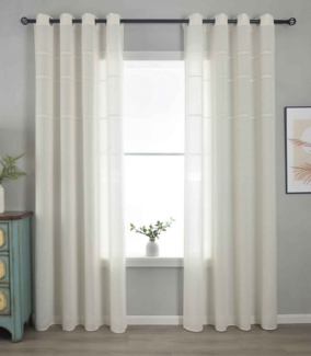 Gardinenbox Gardine (2 St), Ösen, halbtransparent, Polyester, »Leipzig« Kettenmuster lichtdurchlässig elegant 202450-2