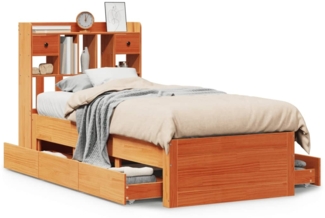 vidaXL Massivholzbett mit Regal ohne Matratze Wachsbraun 100x200 cm 3308968
