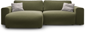 Micadoni Ecksofa Victor 3-Sitzer Links Samt Moßgrün Melange