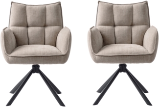 Armlehnstuhl >Marilla< (2er-Set) Federkern, Drehfunktion, leinen-beige - 59x86x65 (BxHxT)