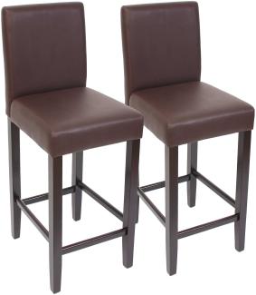 2er-Set Barhocker Barstuhl M37 Kunstleder ~ braun, dunkle Füße