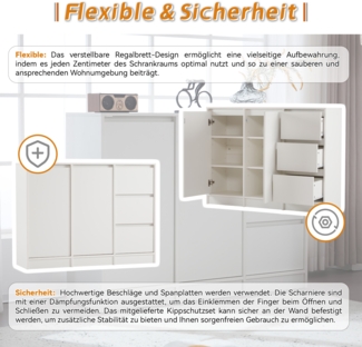 Schuhschrank Weiß Modern 120cm Breit Flur Kommode Mit Schublade Und Kippsicherung Schlankes Design Schuhregal Aufbewahrungsschrank Schuhorganizer Mit Verstellbaren Einlegeböden Stauraum Für Diele Eingangsbereich Praktischer Schrank Für Schuhe Und Deko