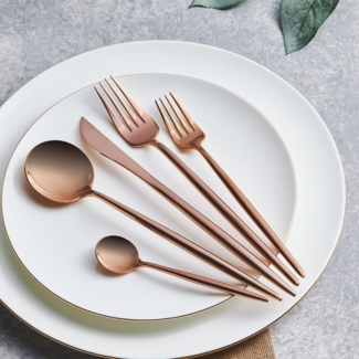 Karaca Besteck-Set Karaca Jupiter Rosegold 60 Teilig 12 Person Boxed Cutlery Besteckset, 1 Personen