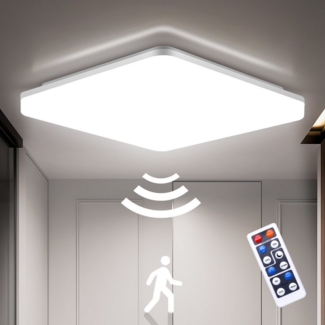 Oraymin LED Deckenleuchte mit Bewegungsmelder, Deckenlampe mit Bewegungsmelder innen, Lampe IP54, LED fest integriert, 4000K, LED Lampe mit Fernbedienung, Weiß, 22CM/28CM