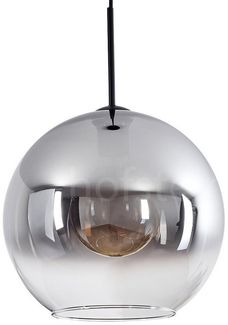 hofstein Hängeleuchte »Cesaro« Retro Hängelampe aus Metall/Glas in Schwarz/Rauchfarben/Klar, ohne Leuchtmittel, im Vintage Design mit Schirm aus Glas (30cm), Höhe max. 152cm, 1xE27