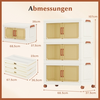Aufbewahrungsbox mit Deckel & Rollen & Transparenten Türen Faltbare Stapelboxen Kunststoffbox 210 L
