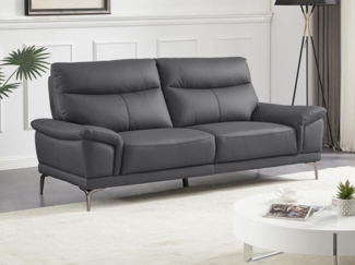 Vente-unique - Sofa 3-Sitzer - Leder - Anthrazit - ATESSO