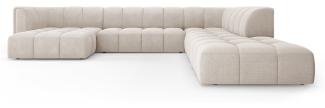 Micadoni Modulares Panorama Ecksofa Serena 7-Sitzer Rechts Strukturierter Stoff Beige