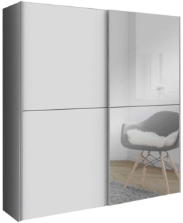 Schwebetürenschrank William / White Kiss , Holzwerkstoff , Weiß, Verspiegelt , 170 x 191 x 61 cm