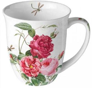 Ambiente Luxury Paper Products Becher Herzen, Mug, Rose, Sommer, Blumen, Pflanzen, Kollektion, Porzellan Tasse, Sommer Blumen, Amber Rosen Motiv, Geburtstag, Hochzeit, Valentinstag, Muttertag, Geschenke