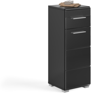 Badschrank Linus - Schwarz / Schwarz Hochglanz