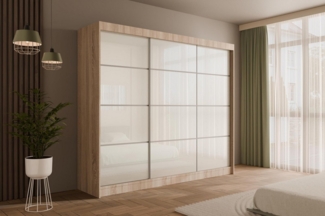 ALTDECOR Schiebetürenschrank PEKA3 (Kleiderschrank Garderobenschrank mit viel Stauraum Moderner Schrank) Vielseitiger Schwebetürenschrank Lacobel LED Beleuchtung