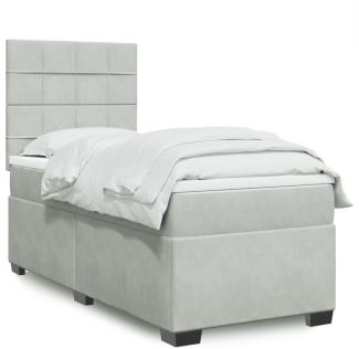 vidaXL Boxspringbett mit Matratze Hellgrau 80x200 cm Samt 3293062