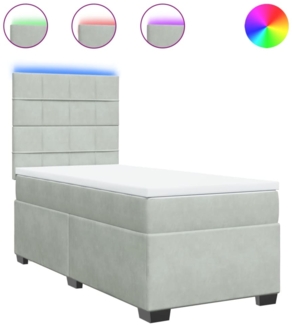 vidaXL Boxspringbett mit Matratze Hellgrau 80x200 cm Samt 3293062