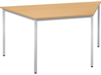 Soennecken Trapeztisch 1.600/800x690mm Gestell alusilber Platte buche