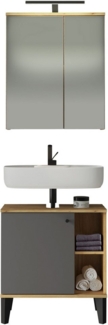 INOSIGN Badmöbel-Set OSLO, Bad im skandinavischen Design, 2-teiliges Badezimmer, (Set, 2-St), Badschränke und Spiegel, in zwei Farben verfügbar, viel Stauraum