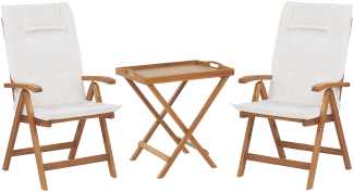 Bistro Set mit Kissen Holz Cremeweiß JAVA