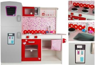 LEANToys Spielküche aus Holz Kühlschrank Mikrowelle Spülbecken Ofen Schrank Spielzeug