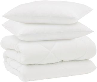 vidaXL Winterbettdecke mit Kissen 3 pcs Weiß Mikrofaser 3377797