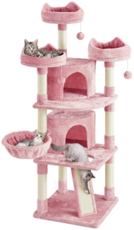 Yaheetech Kratzbaum 175/193 cm, Katzenbaum mit Aussichtsplattformen & Liegemulde & Katzenhaus