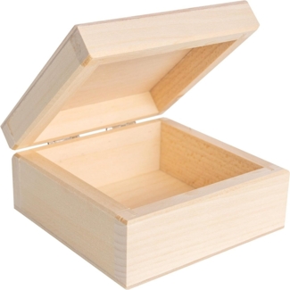 Creative Deco Holzkiste mit Deckel 10x10x5 cm (0,5 cm) Erinnerungsbox Baby, Unbemalt Natur Holzbox klein für Decoupage, Dekoration, Aufbewahrung