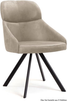 Esszimmerstuhl drehbar (8er-Set) Diann 52 x 82 x 63 Schwarz/Natur